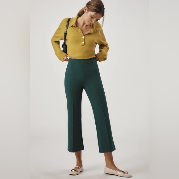 NWT! The Margot Kick-Flare Cropped Pants by Maeve - Hunter Green 🟡🎹 - Picture 1 of 9